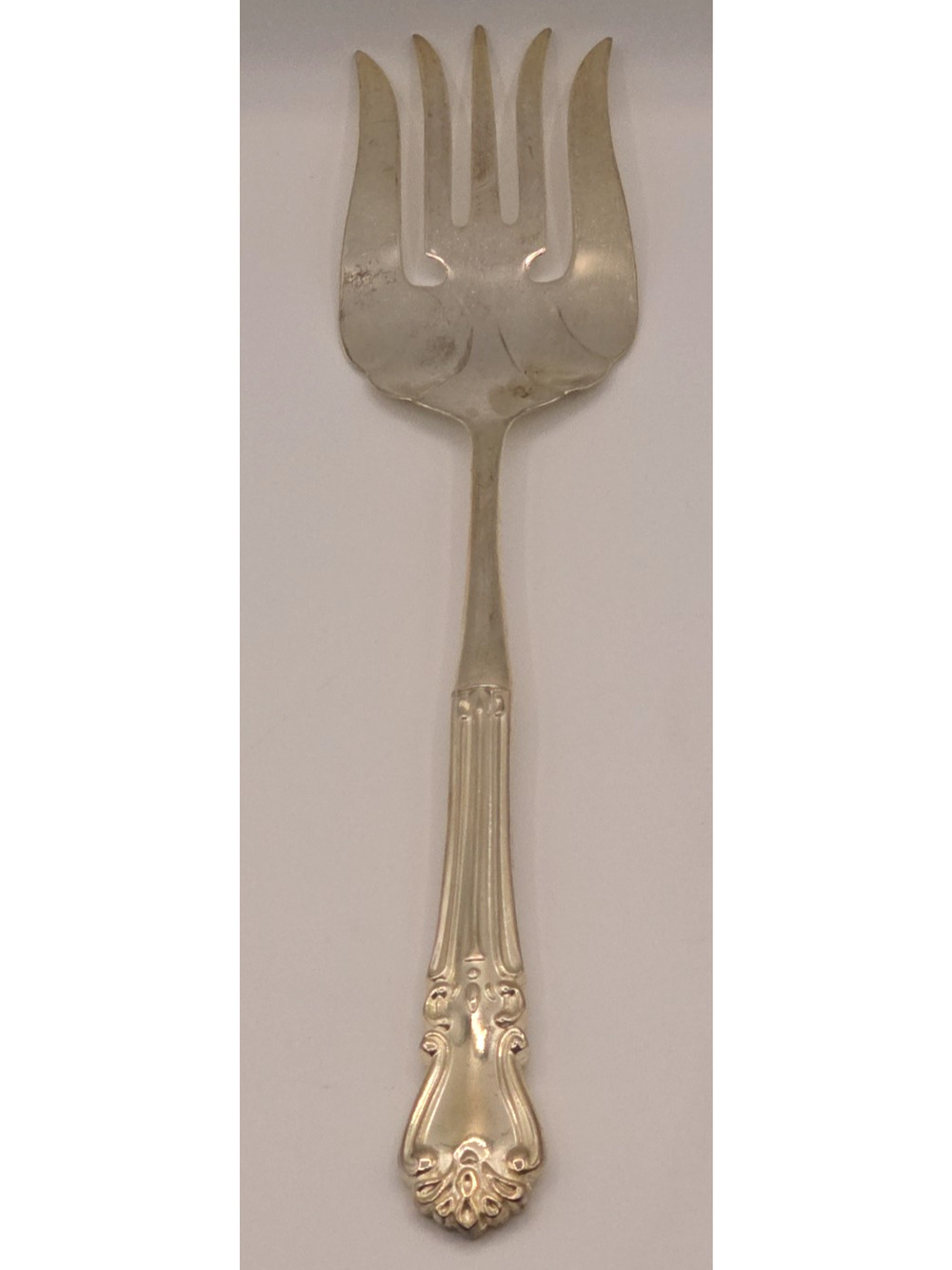 11" Silver-Plated Serving Fork - Ornate Floral Pattern